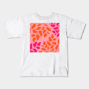 Pink and orange leaves floral pattern Kids T-Shirt